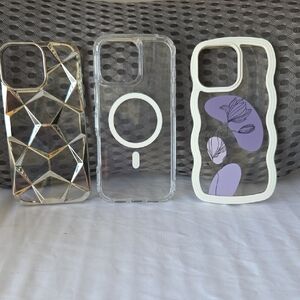Stylish Clear and Purple Floral Phone Case Set